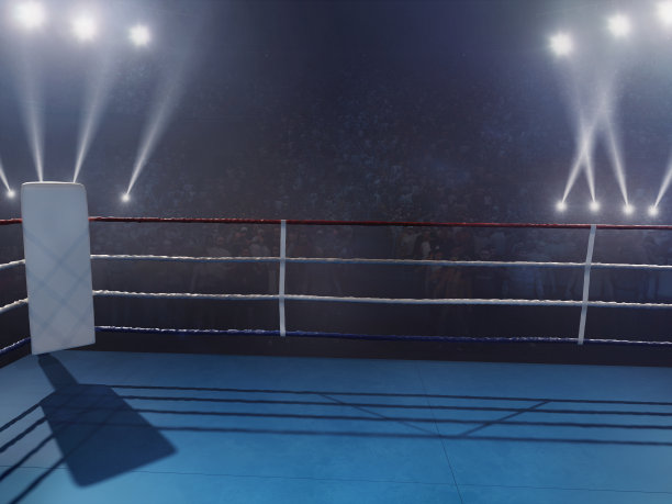 拳击:空的职业拳台和人群图片下载
