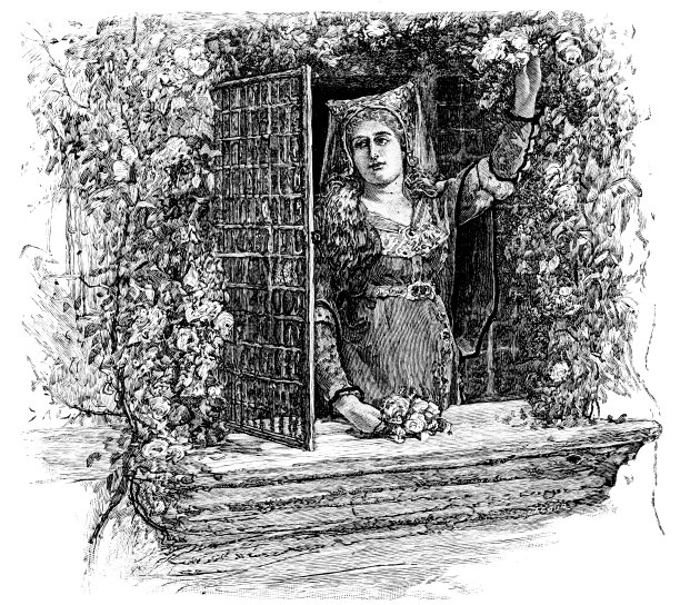 少女在窗前挥手图片下载