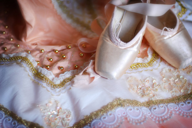 芭蕾舞女演员:古典芭蕾尖头鞋和芭蕾舞短裙图片下载