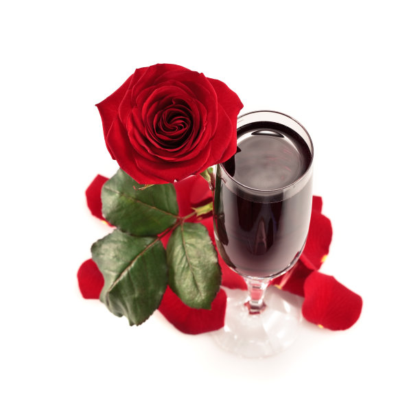 玫瑰和酒素材图片