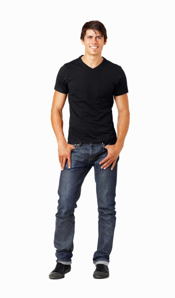 随便的健康人孤立地站在白色的地上图片下载