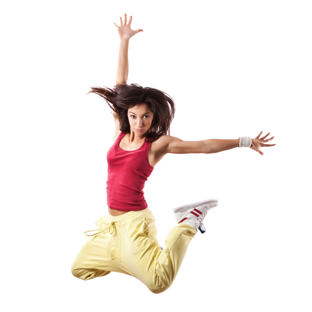 街舞风格的女舞者跳跃图片下载