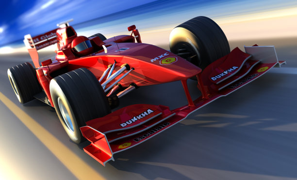 F1赛车沿着海滩行驶，包括剪切路径图片下载