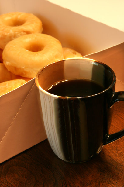 喝咖啡，吃甜甜圈图片下载