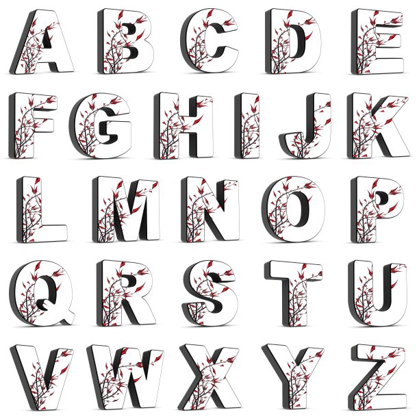 字母和花卉图案图片下载