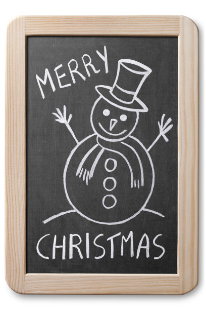 圣诞快乐。在黑板上画了雪人。图片下载