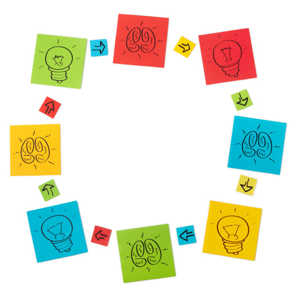 创意过程的概念。彩色的纸张。图片下载