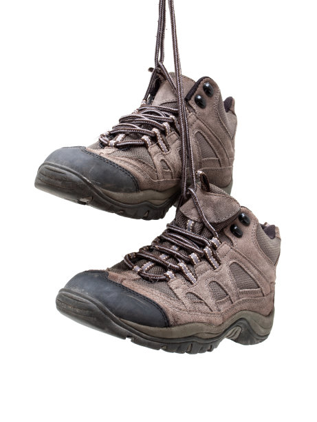 徒步靴孤立的白色背景图片下载