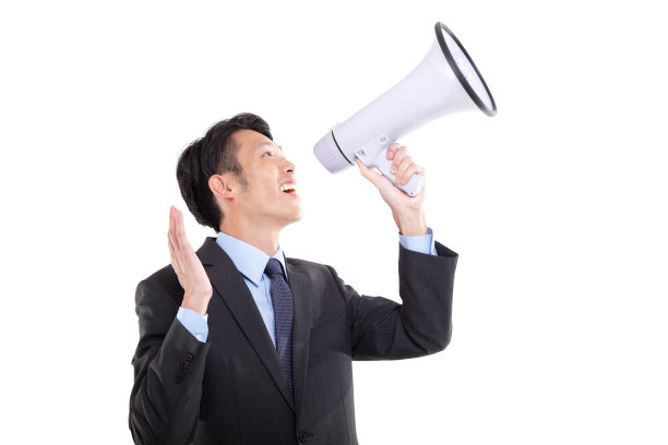 年轻商人使用扩音器图片下载