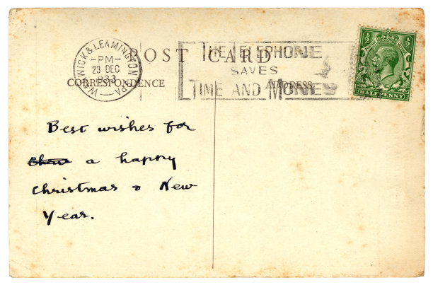 英国沃里克郡的圣诞明信片，1933年图片下载