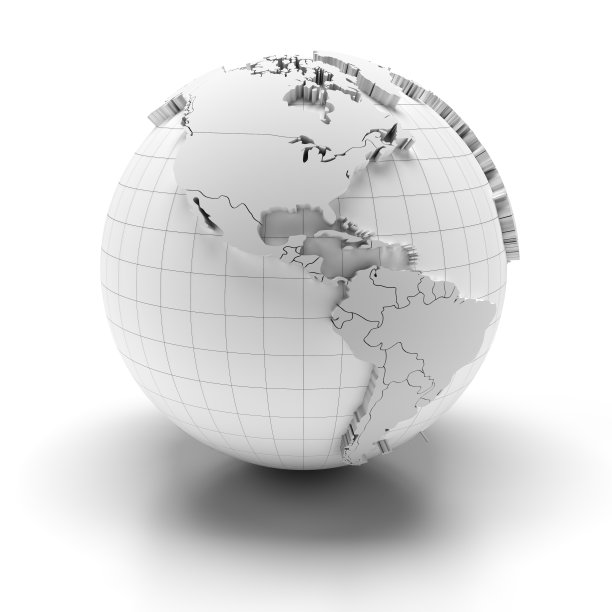 有国家边界的空白球体，提供3个剪切路径图片下载