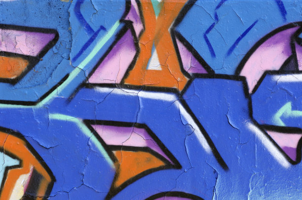 混凝土墙上的蓝色涂鸦图片下载