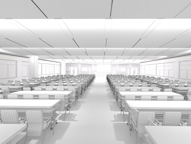 3D草图建筑现代会议室教室图片下载