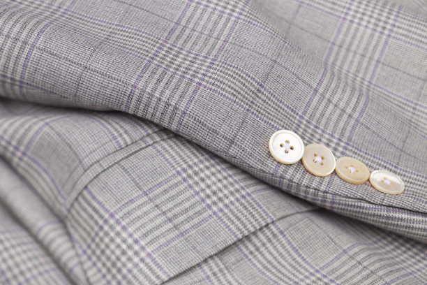 男士格子灰色羊毛套装细节图片下载