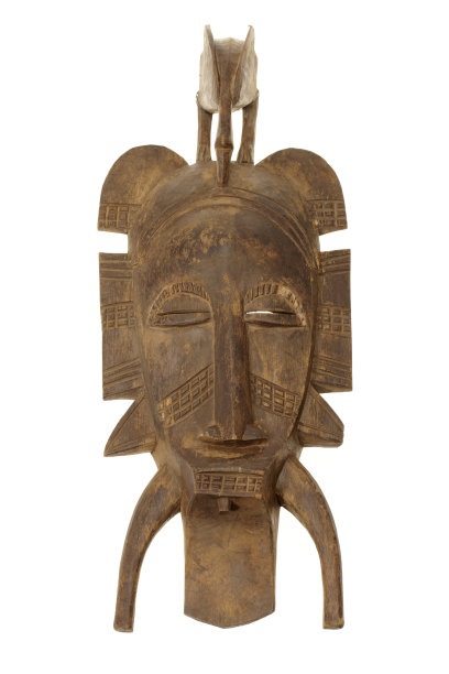 非洲面具孤立在白色背景图片下载