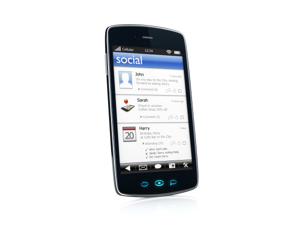 手机智能手机与社交应用程序-左侧视图图片下载