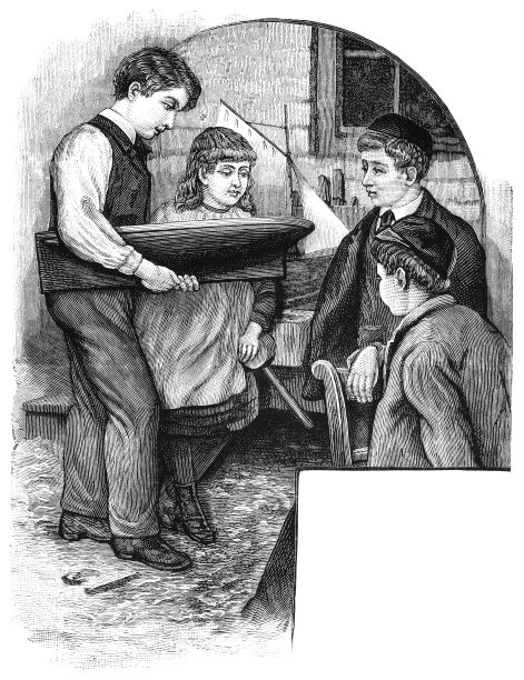 维多利亚时代的孩子们正在建造一艘小船图片下载