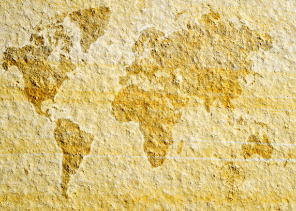 岩石上的复古世界地图图片下载