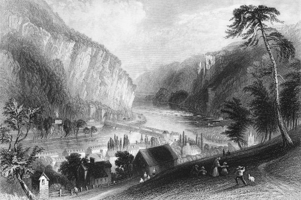 哈珀斯渡口-古董雕刻图片下载