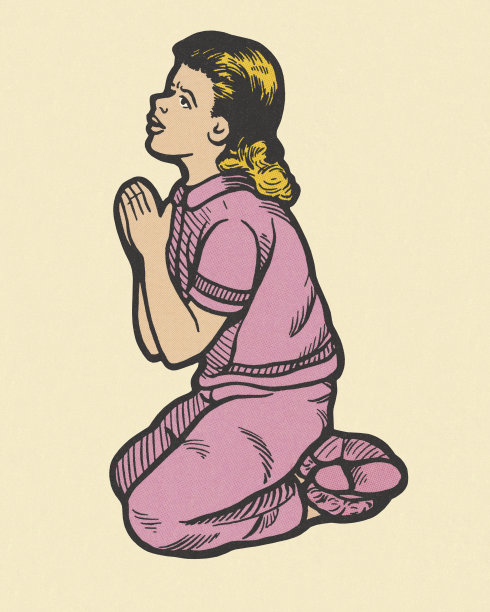 女孩跪着祈祷图片下载