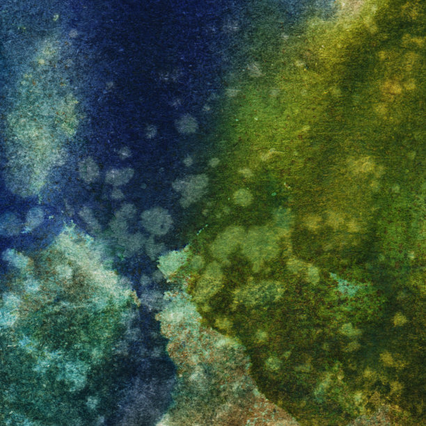 蓝色和绿色水彩背景与油漆飞溅图片下载