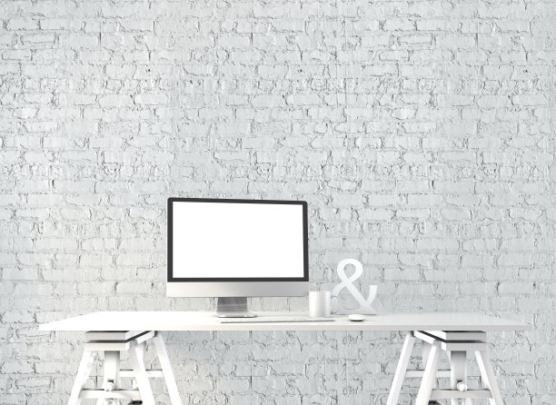 带电脑的现代书桌图片下载