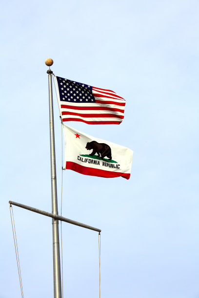 带有星条旗的加州国旗图片下载