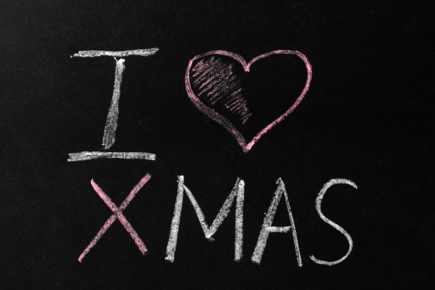 我喜欢圣诞节黑板上的粉笔文字图片下载