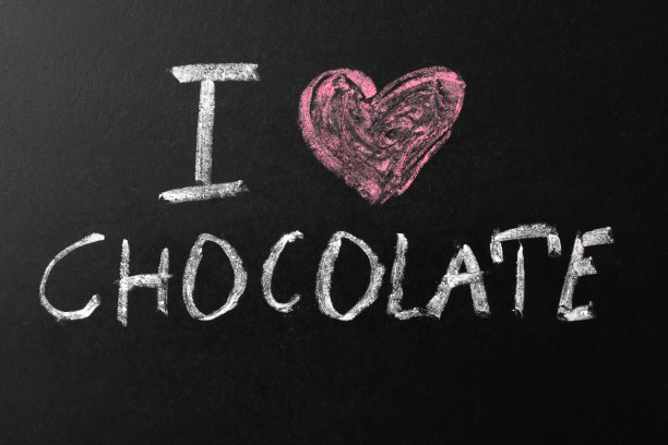 我喜欢巧克力粉笔黑板上的文字图片下载