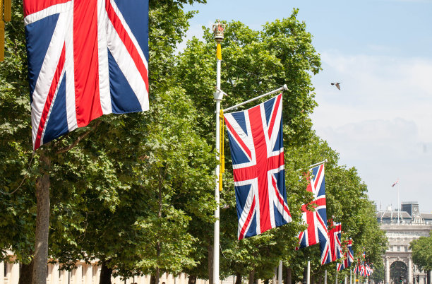 一排英国国旗图片下载