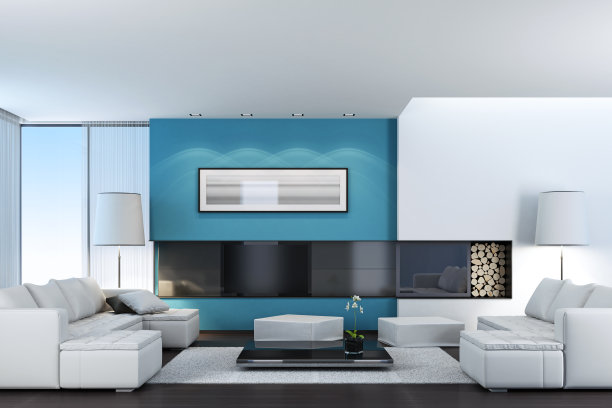 现代电视和壁炉室内图片下载