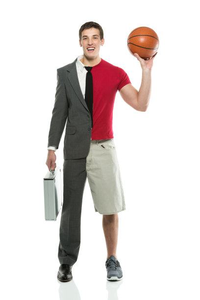性格分裂，带着公文包和篮球的男人图片下载