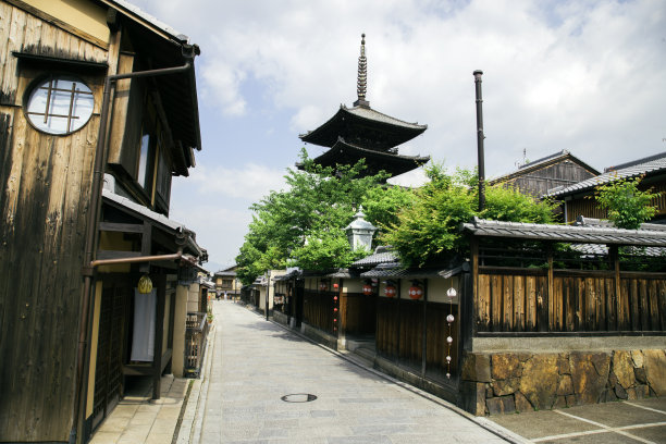 京都，日本传统城镇的街道图片下载
