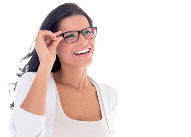 快乐的戴眼镜的女商人图片下载