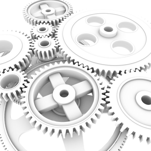 齿轮概念上的白色背景图片下载
