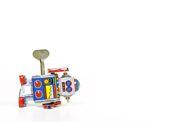 锡玩具机器人与文本空间图片下载