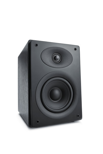 黑色多媒体扬声器孤立在白色上图片下载