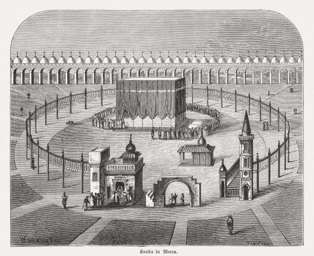 麦加的天房，1882年出版的木刻版画图片下载