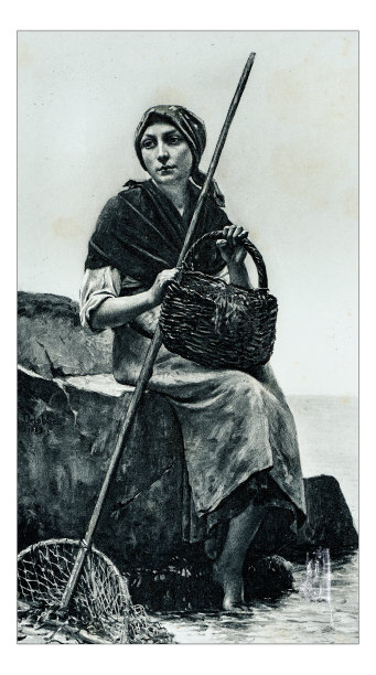 德洛布作品《蒂迪岛的渔女》古典插画图片下载
