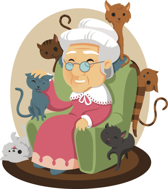到处都是猫的老太太图片下载