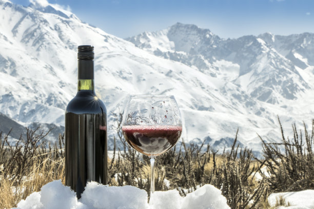 阿尔卑斯山脚下的红酒图片下载