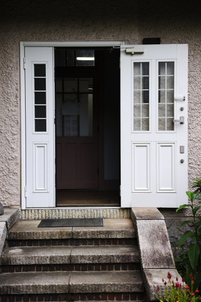 一扇开满框架的神秘古老的白色木门图片下载