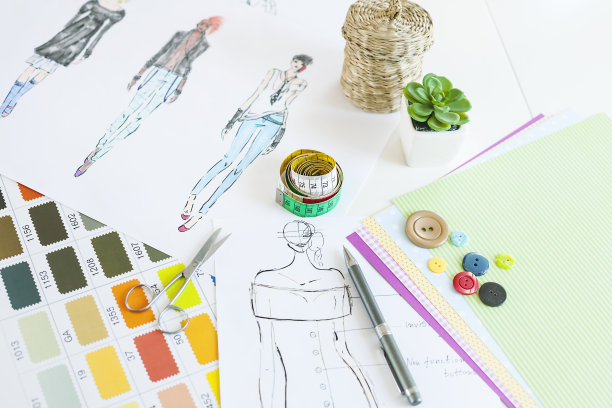 时装设计师的办公桌素材图片