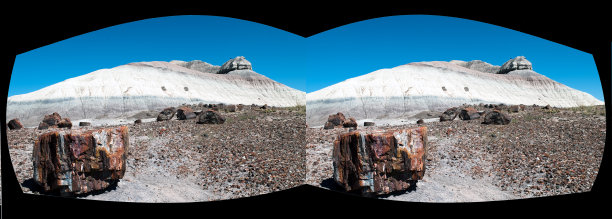 vr -虚拟现实头盔的石化森林景观图片下载