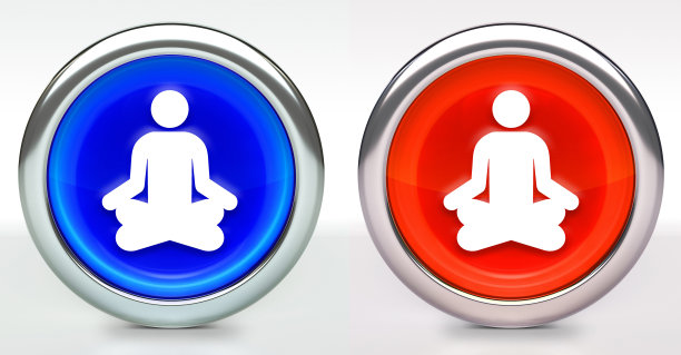 冥想图标按钮与金属环图片下载