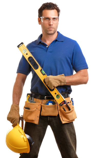 建筑工人承包商木匠在白色图片下载