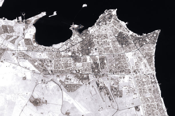 科威特城市抽象城市地图黑白图片下载