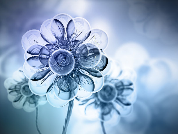 灯泡形成花朵形状的图案素材图片