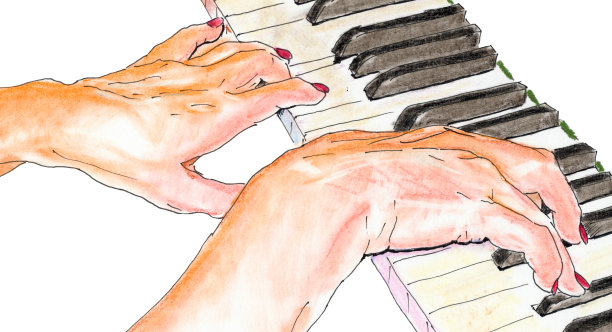 人类的双手弹奏钢琴图片下载