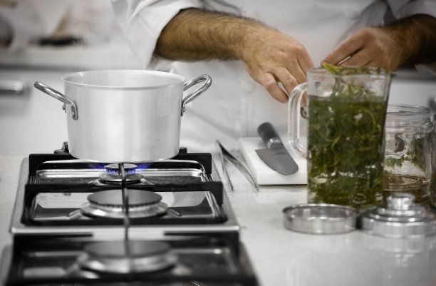 厨师在专业厨房工作图片下载